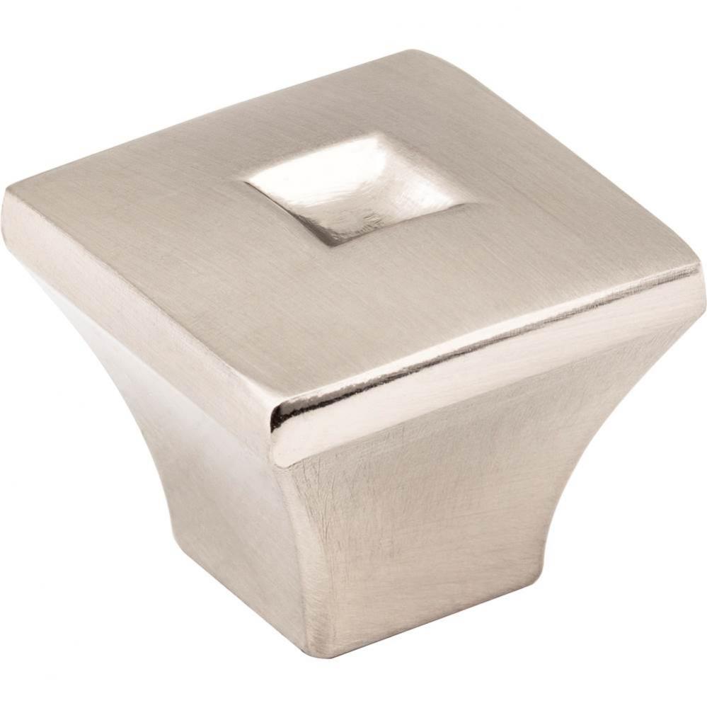 1'' Overall Length Satin Nickel Square Modena Cabinet Knob