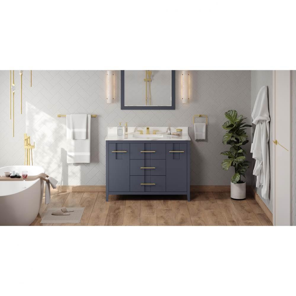 48'' Blue Steel Katara Vanity, Calacatta Vienna Quartz Vanity Top, Undermount Rectangle