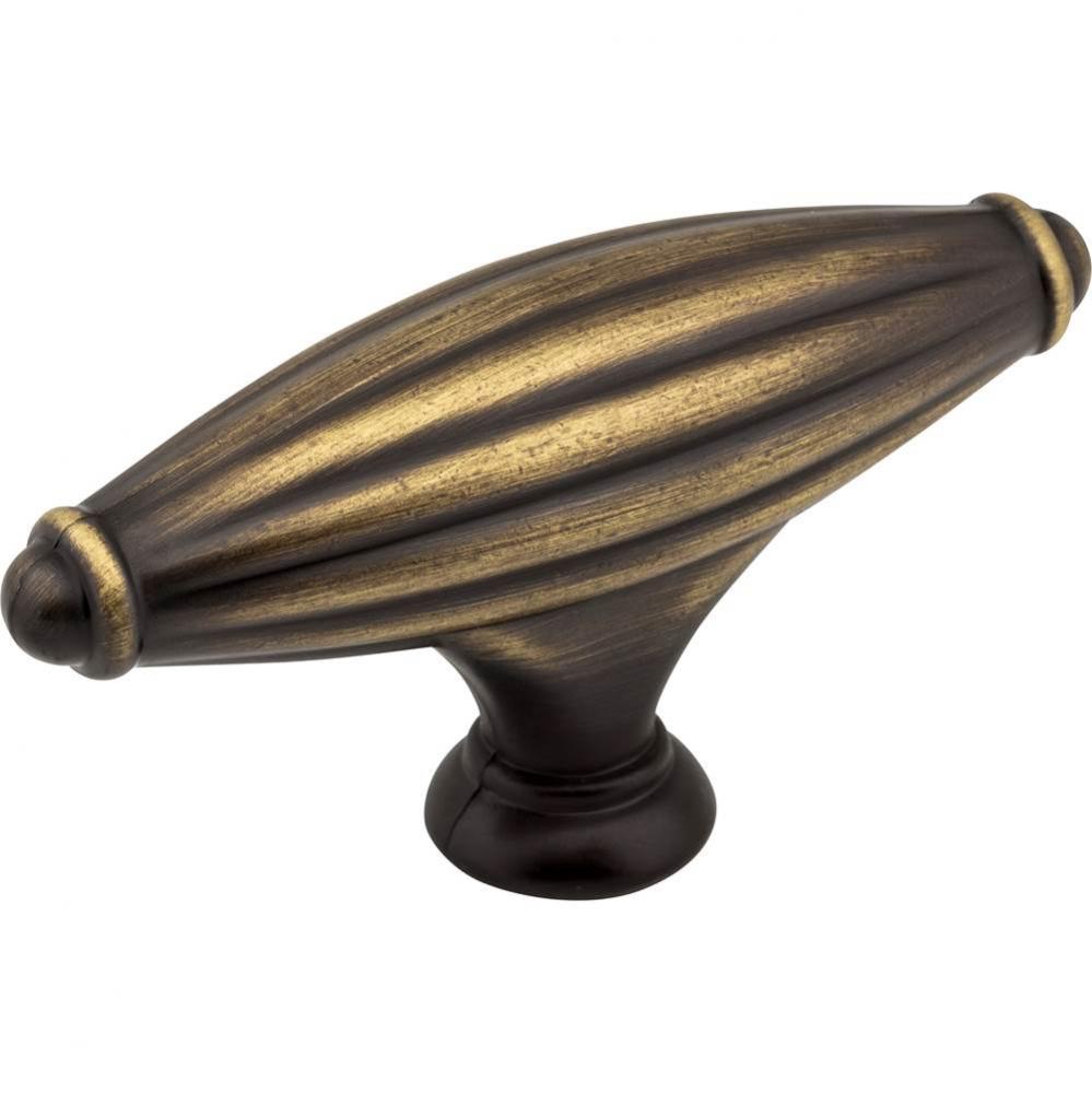 2-15/16'' Antique Brushed Satin Brass Glenmore Cabinet ''T'' Knob