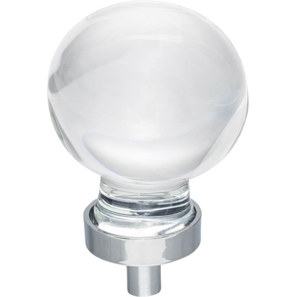 1-3/8'' Diameter Polished Chrome Sphere Glass Harlow Cabinet Knob