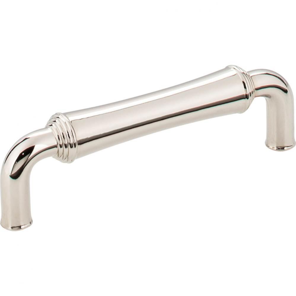 96 mm Center-to-Center Polished Nickel Barrel Bremen 2 Cabinet Pull