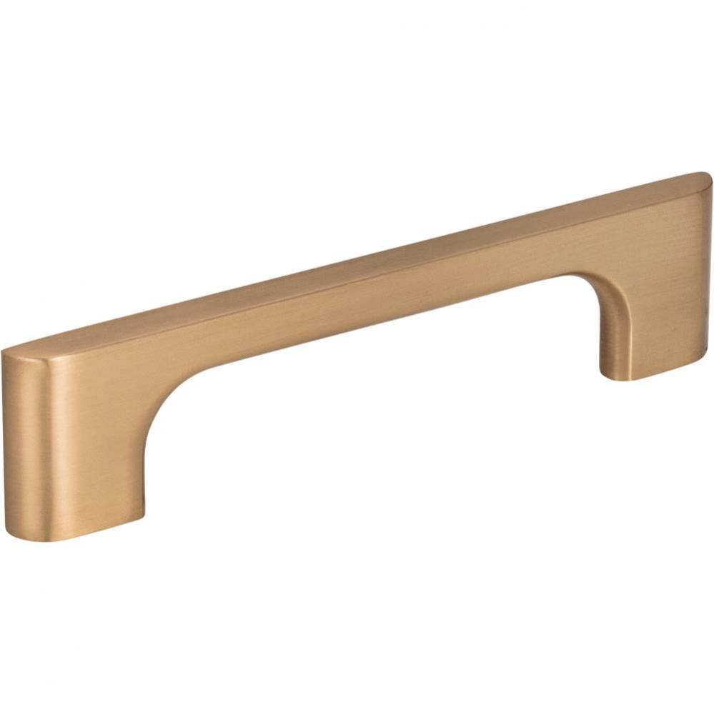 96 mm Center-to-Center Satin Bronze Asymmetrical Leyton Cabinet Pull