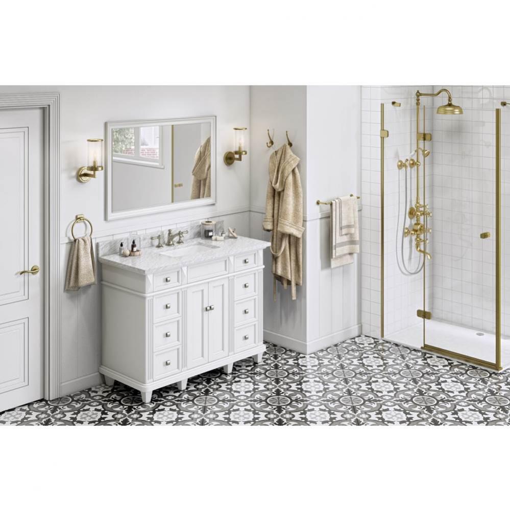 48'' White Douglas Vanity, White Carrara Marble Vanity Top, undermount rectangle bowl