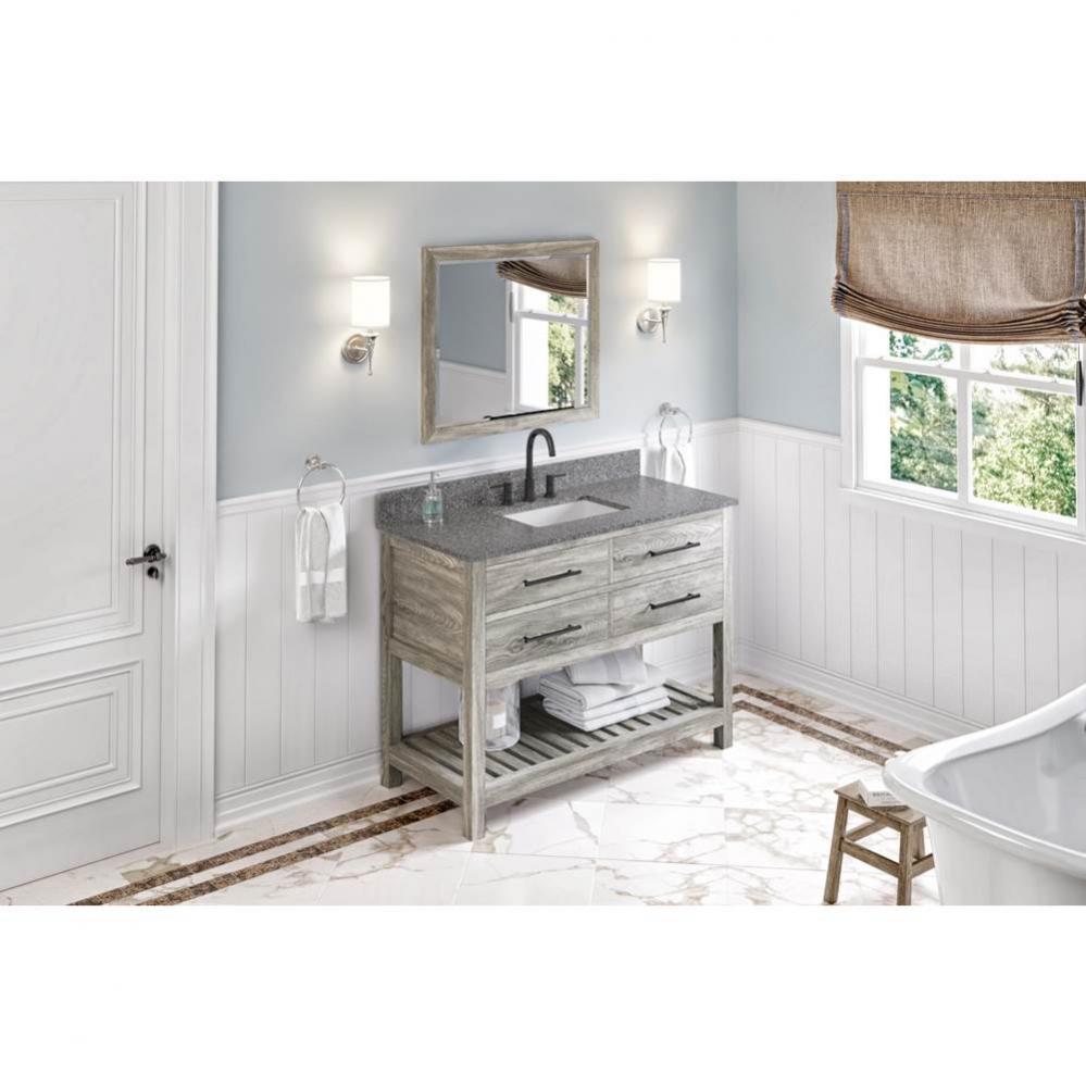 48'' Weathered Grey Wavecrest Vanity, Boulder Cultured Marble Vanity Top, Undermount Rec