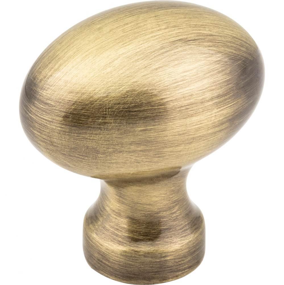 1-3/16'' Overall Length Brushed Antique Brass Football Bordeaux Cabinet Knob