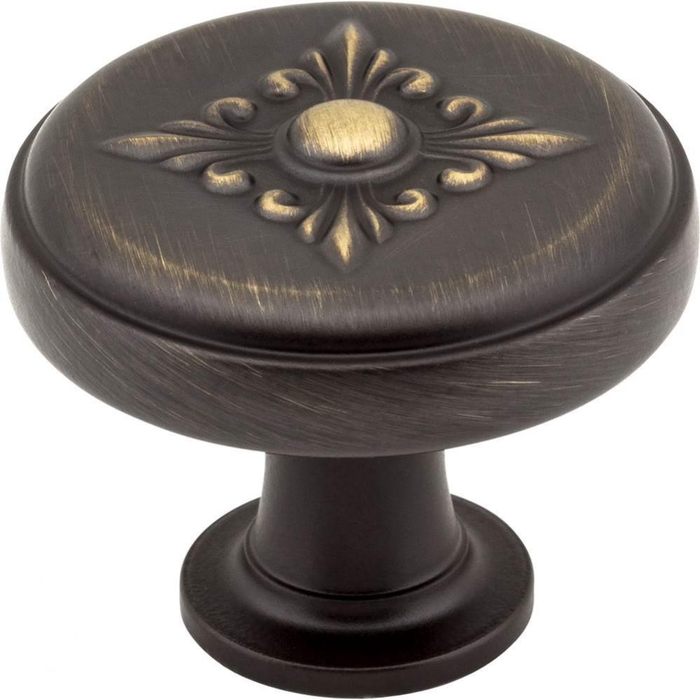 1-3/8'' Diameter Antique Brushed Satin Brass Baroque Lafayette Cabinet Knob