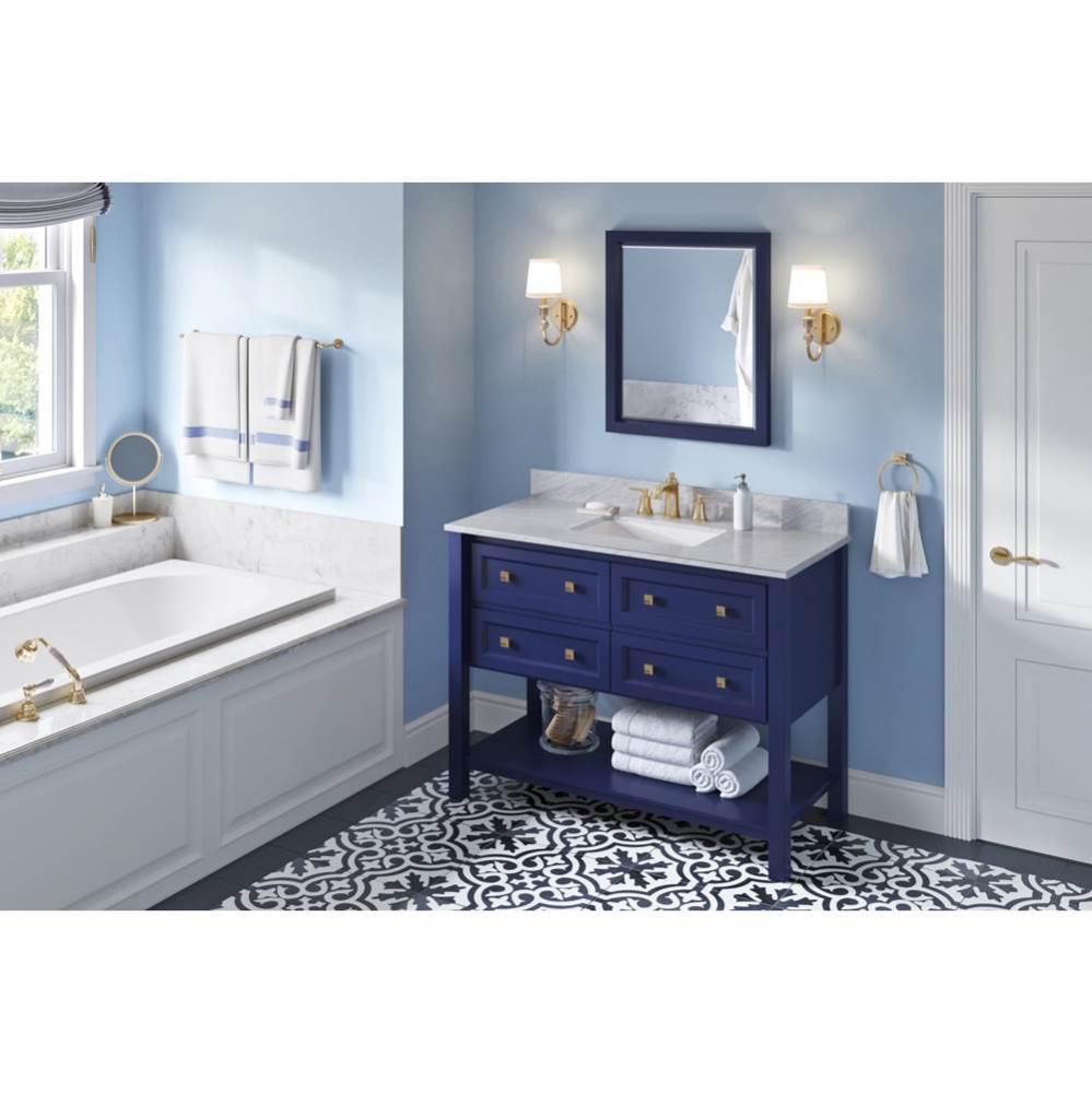 48'' Hale Blue Adler Vanity, White Carrara Marble Vanity Top, undermount rectangle bowl