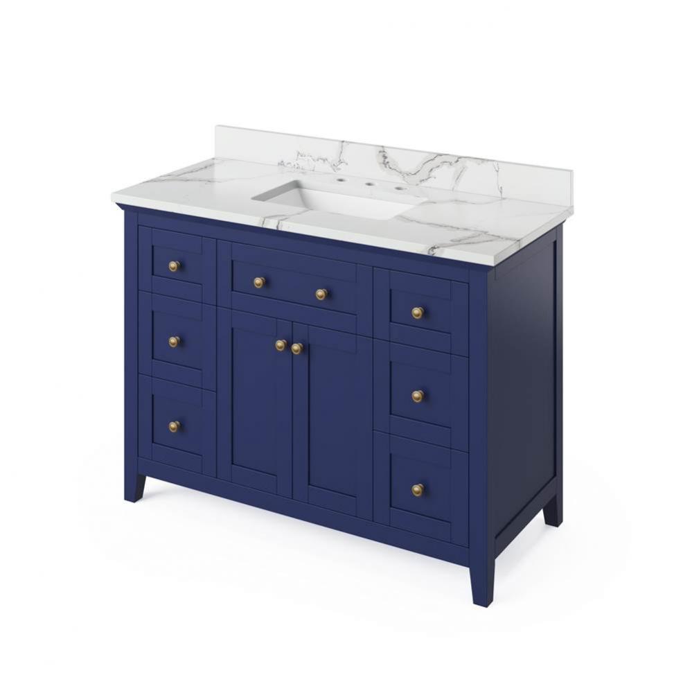 48'' Hale Blue Chatham Vanity, Calacatta Vienna Quartz Vanity Top, undermount rectangle