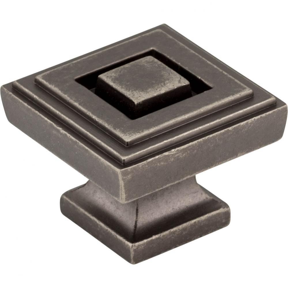 1-1/4'' Overall Length Distressed Pewter Square Delmar Cabinet Knob