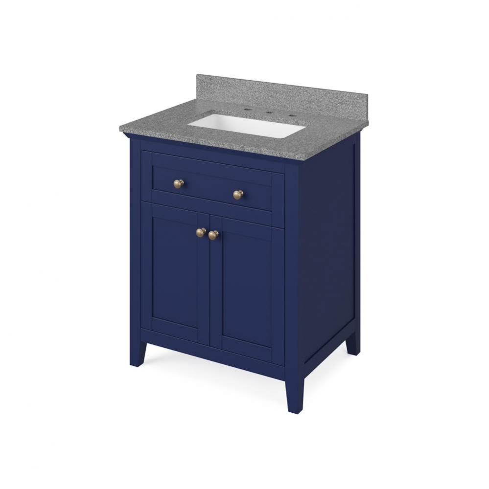 30'' Hale Blue Chatham Vanity, Steel Grey Cultured Marble Vanity Top, undermount rectang