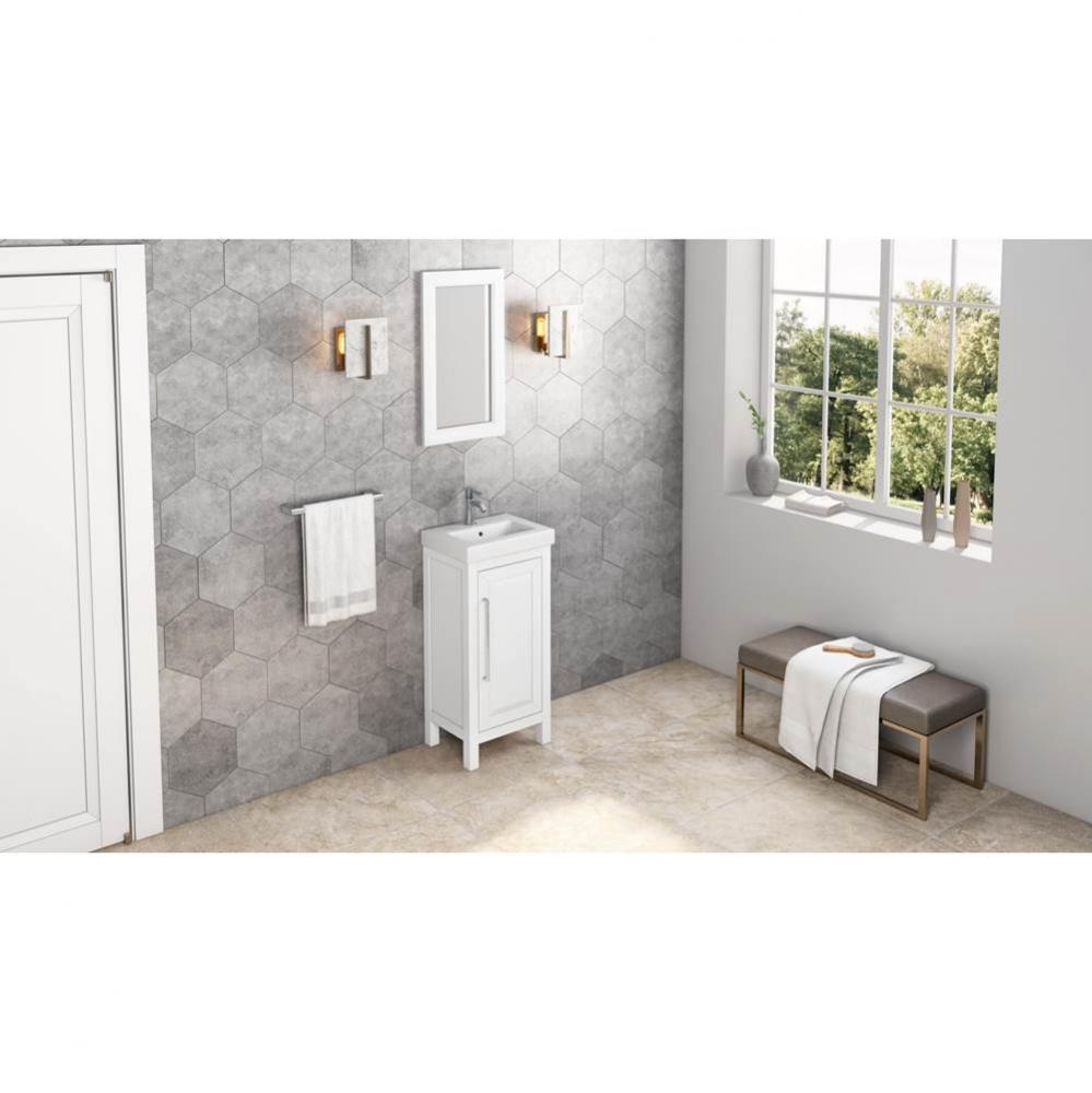 18'' White Cade Vanity, porcelain vessel top