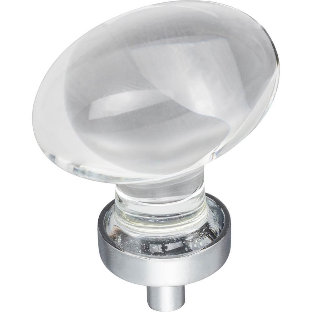 1-5/8'' Overall Length Polished Chrome Football Glass Harlow Cabinet Knob