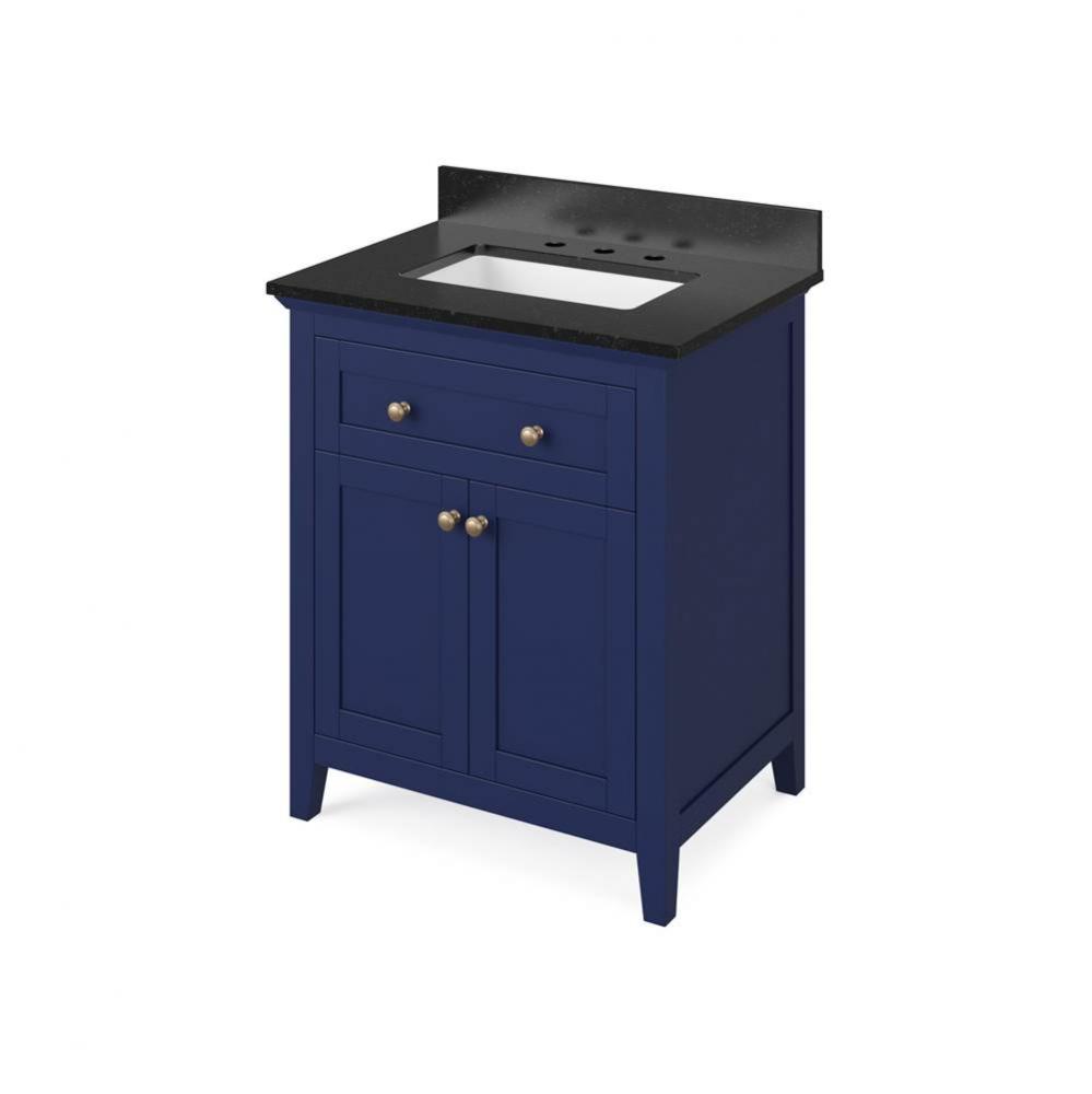 30'' Hale Blue Chatham Vanity, Black Granite Vanity Top, undermount rectangle bowl