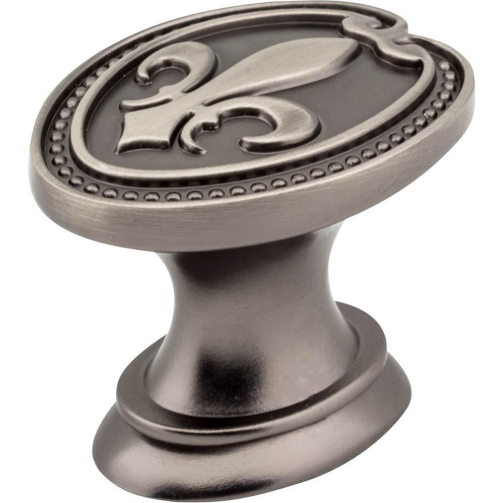 1-5/16'' Overall Length Brushed Pewter Fleur-de-lis Bienville Cabinet Knob