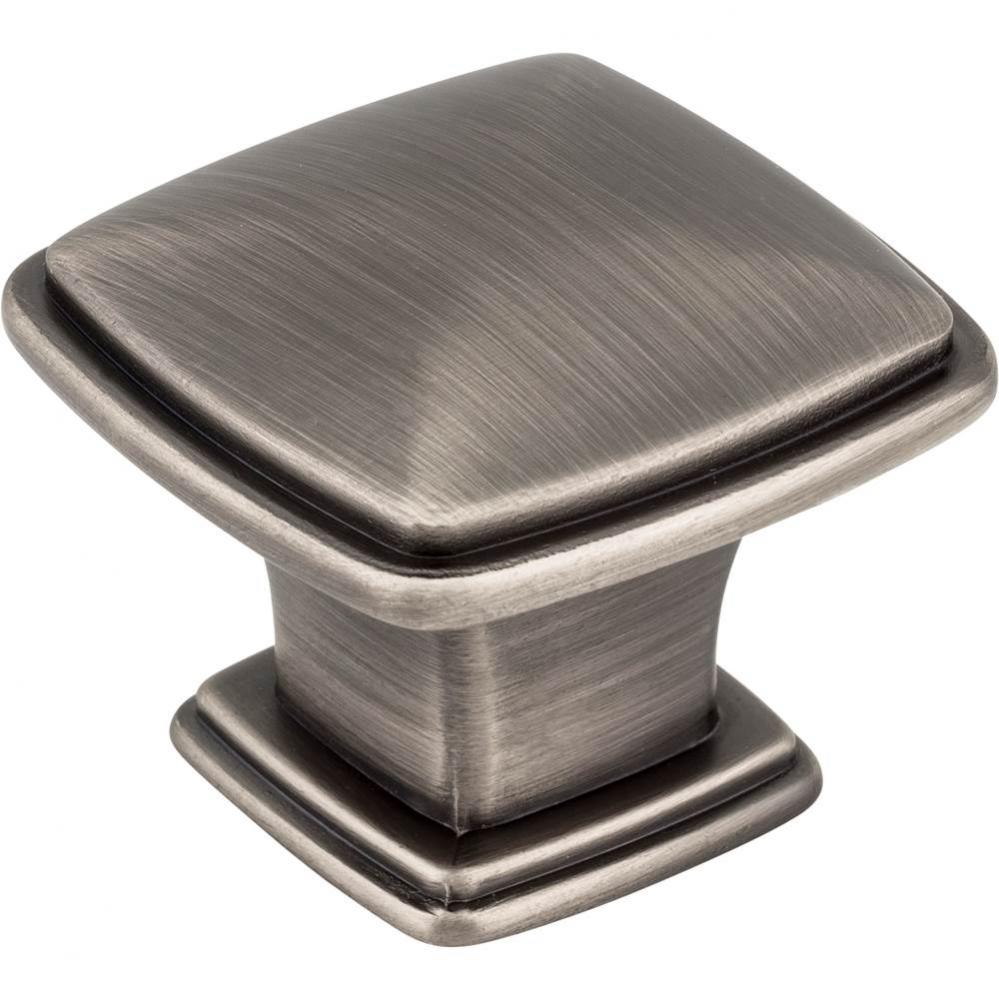 1-3/16'' Overall Length Brushed Pewter Square Milan 1 Cabinet Knob