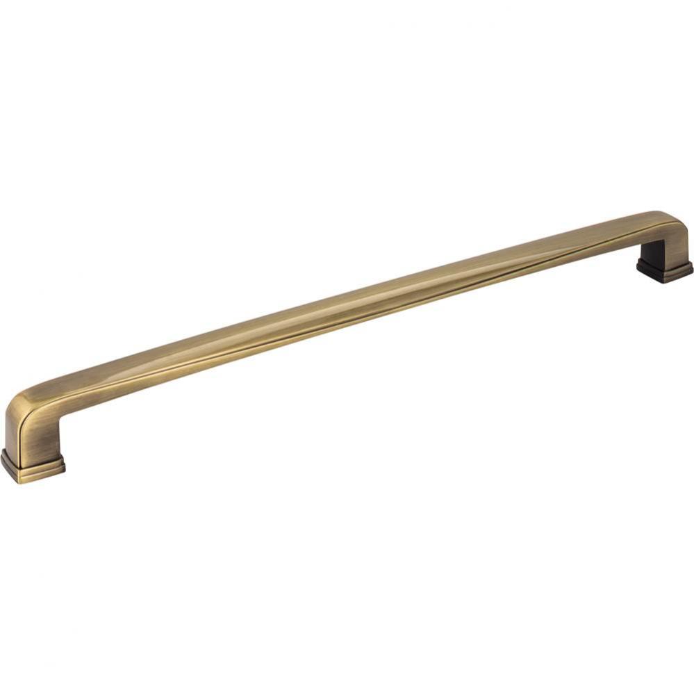 12'' Center-to-Center Brushed Antique Brass Square Milan 1 Appliance Handle