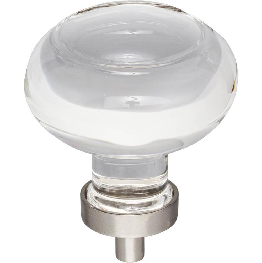 1-3/4'' Diameter Satin Nickel Button Glass Harlow Cabinet Knob