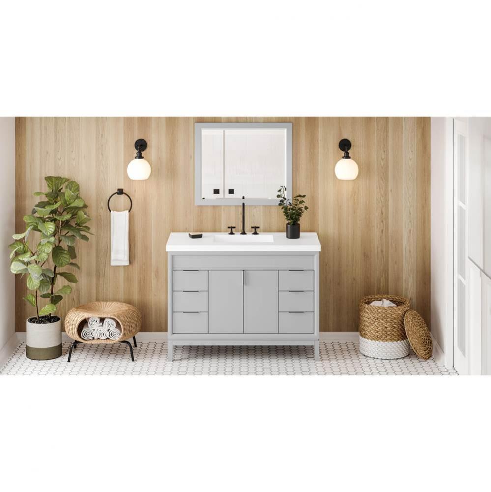 48'' Grey Theodora Vanity, Lavante Cultured Marble Vessel Vanity Top, Integrated Rectang