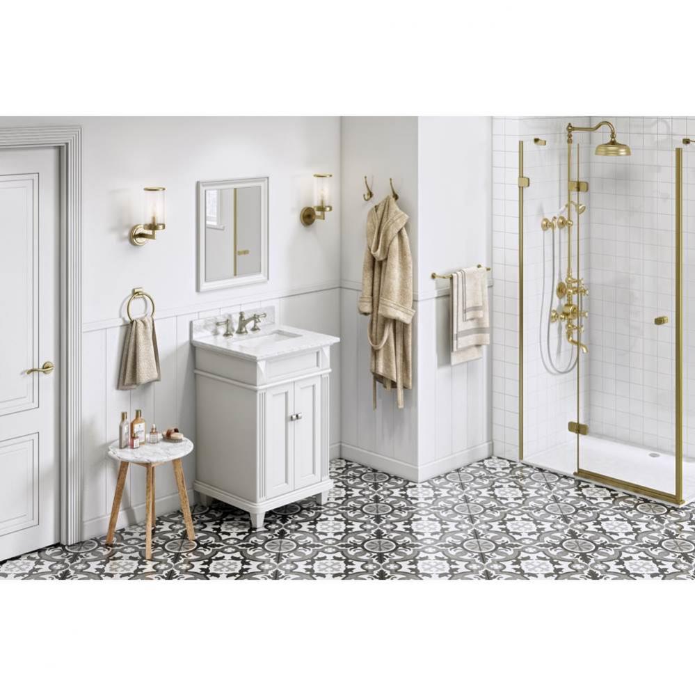 24'' White Douglas Vanity, White Carrara Marble Vanity Top, undermount rectangle bowl