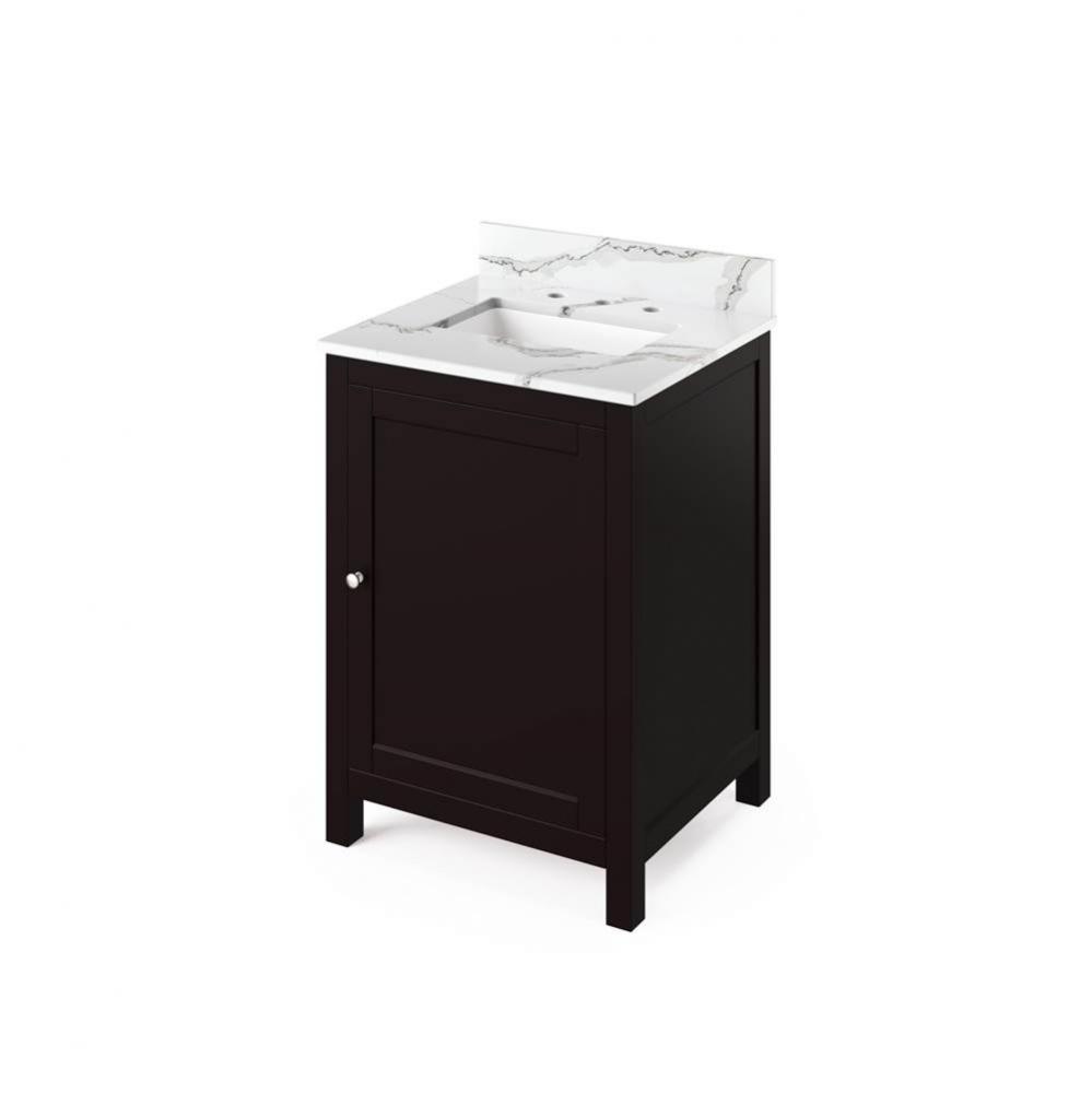 24'' Espresso Astoria Vanity, Calacatta Vienna Quartz Vanity Top, undermount rectangle b