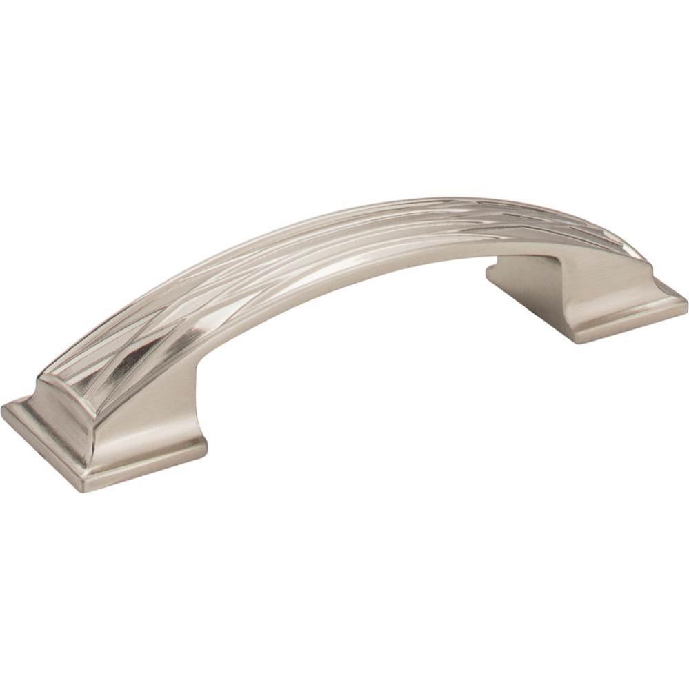 96 mm Center-to-Center Satin Nickel Square Geometric Pattern Aberdeen Cabinet Pull