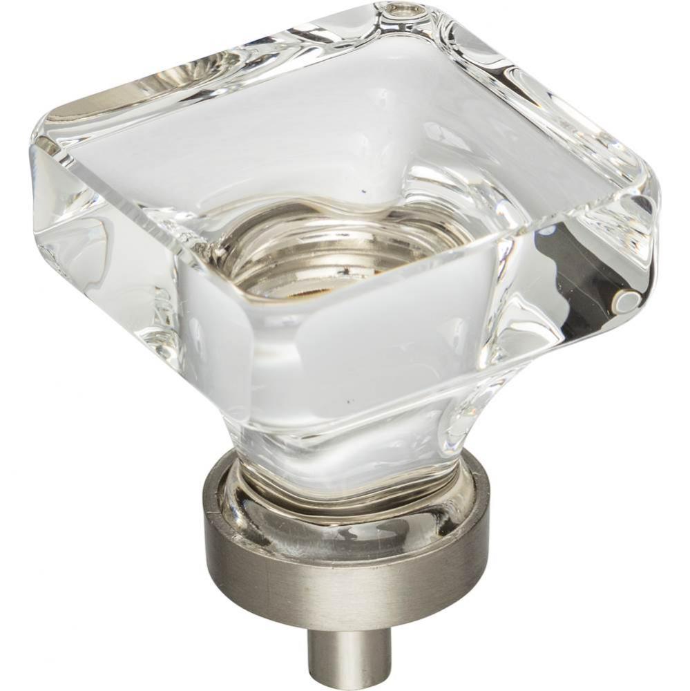 1-3/8'' Overall Length Satin Nickel Square Glass Harlow Cabinet Knob