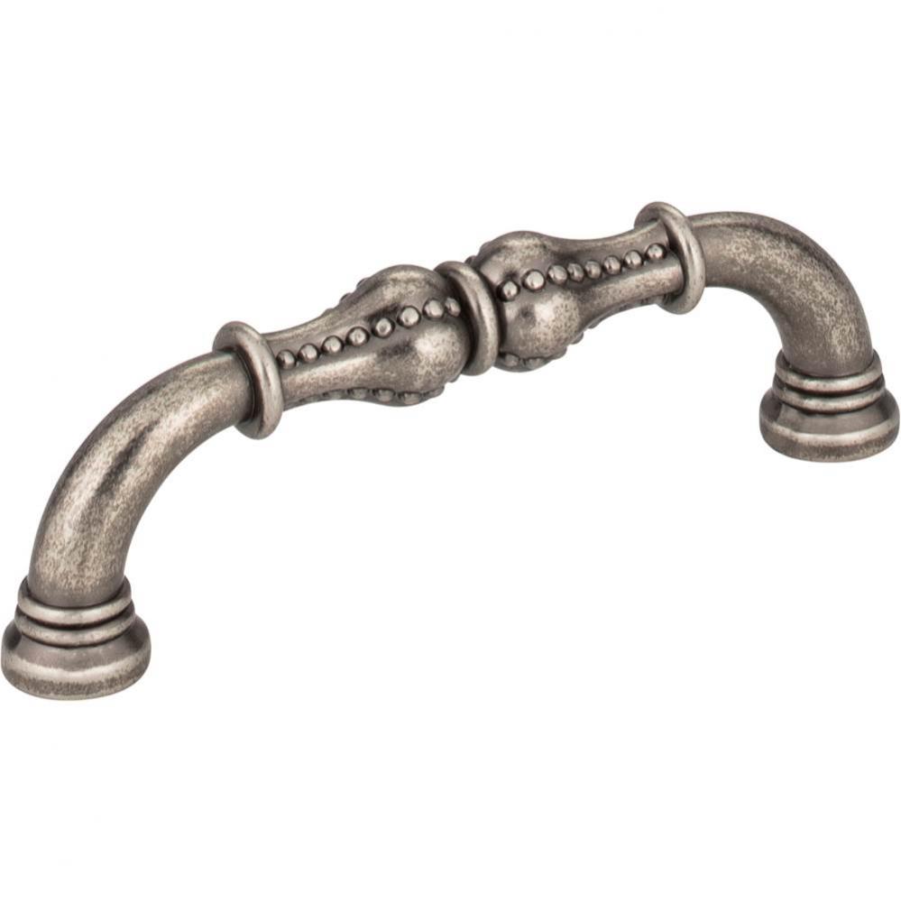 96 mm Center-to-Center Distressed Pewter Beaded Prestige Cabinet Pull