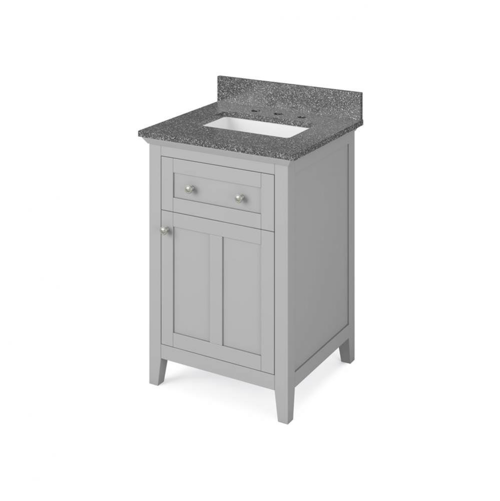 24'' Grey Chatham Vanity, Boulder Cultured Marble Vanity Top, undermount rectangle bowl
