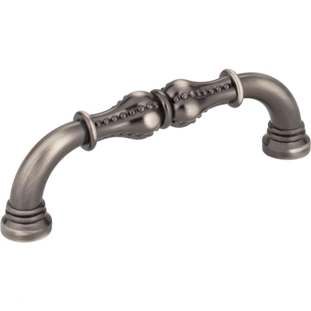 96 mm Center-to-Center Brushed Pewter Beaded Prestige Cabinet Pull