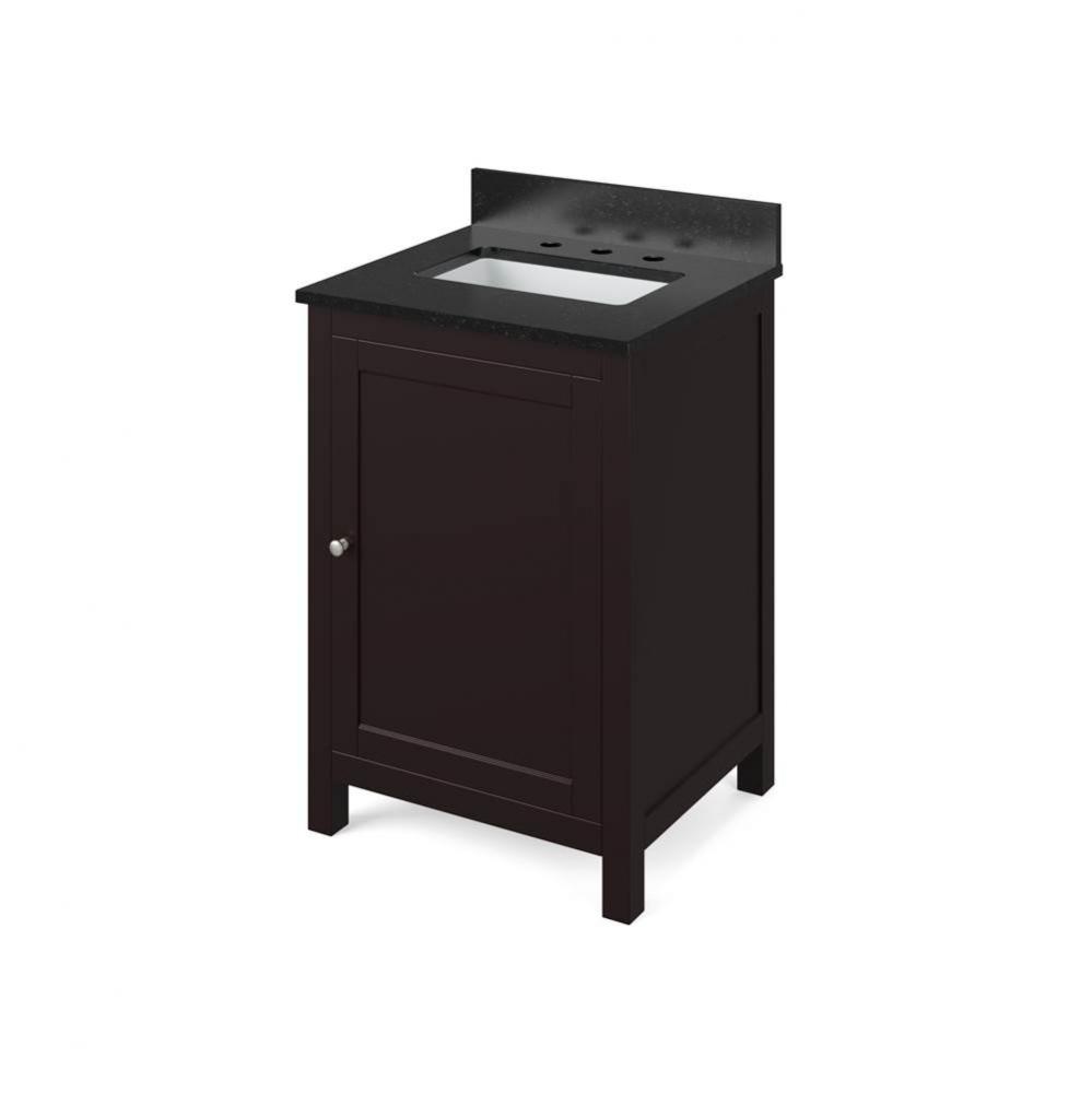 24'' Espresso Astoria Vanity, Black Granite Vanity Top, undermount rectangle bowl