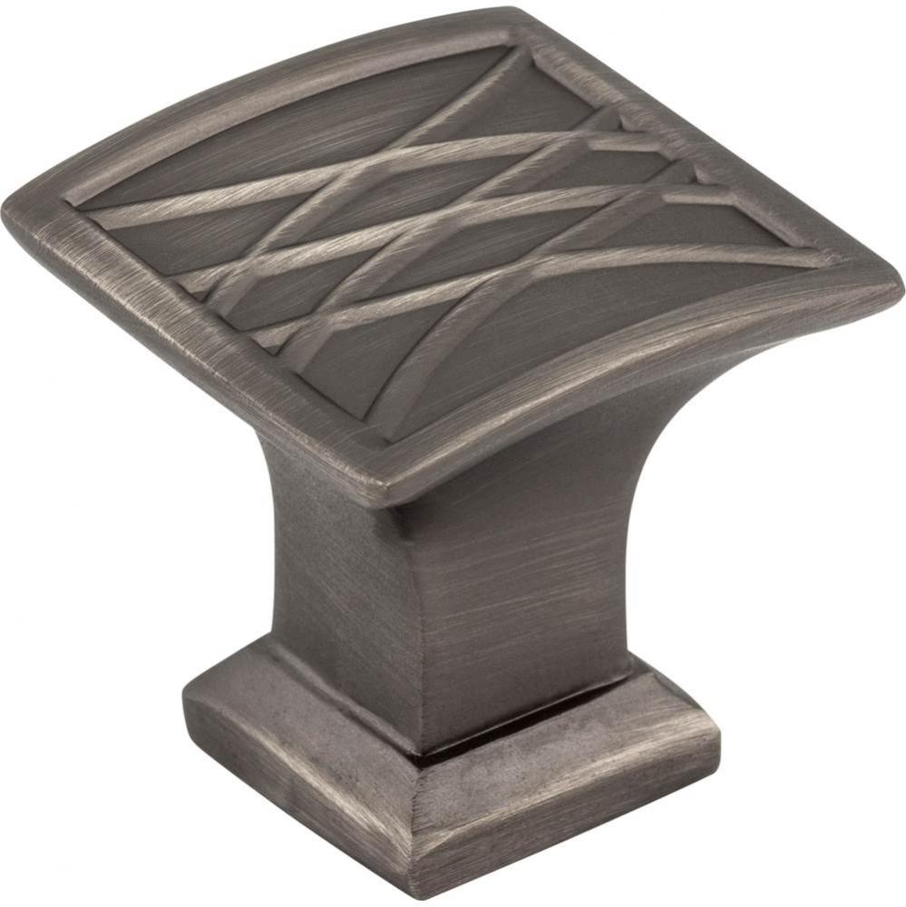 1-1/4'' Overall Length Brushed Pewter Square Geometric Pattern Aberdeen Cabinet Knob