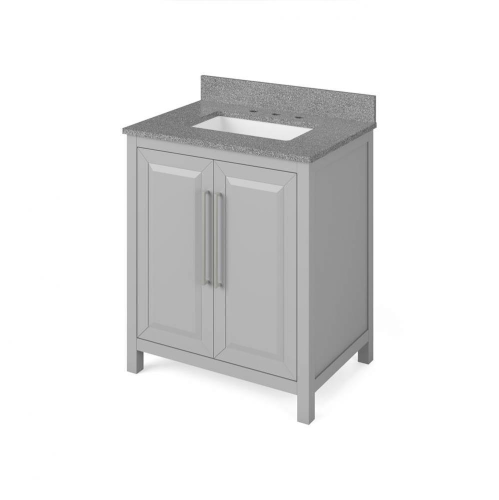 30'' Grey Cade Vanity, Steel Grey Cultured Marble Vanity Top, undermount rectangle bowl