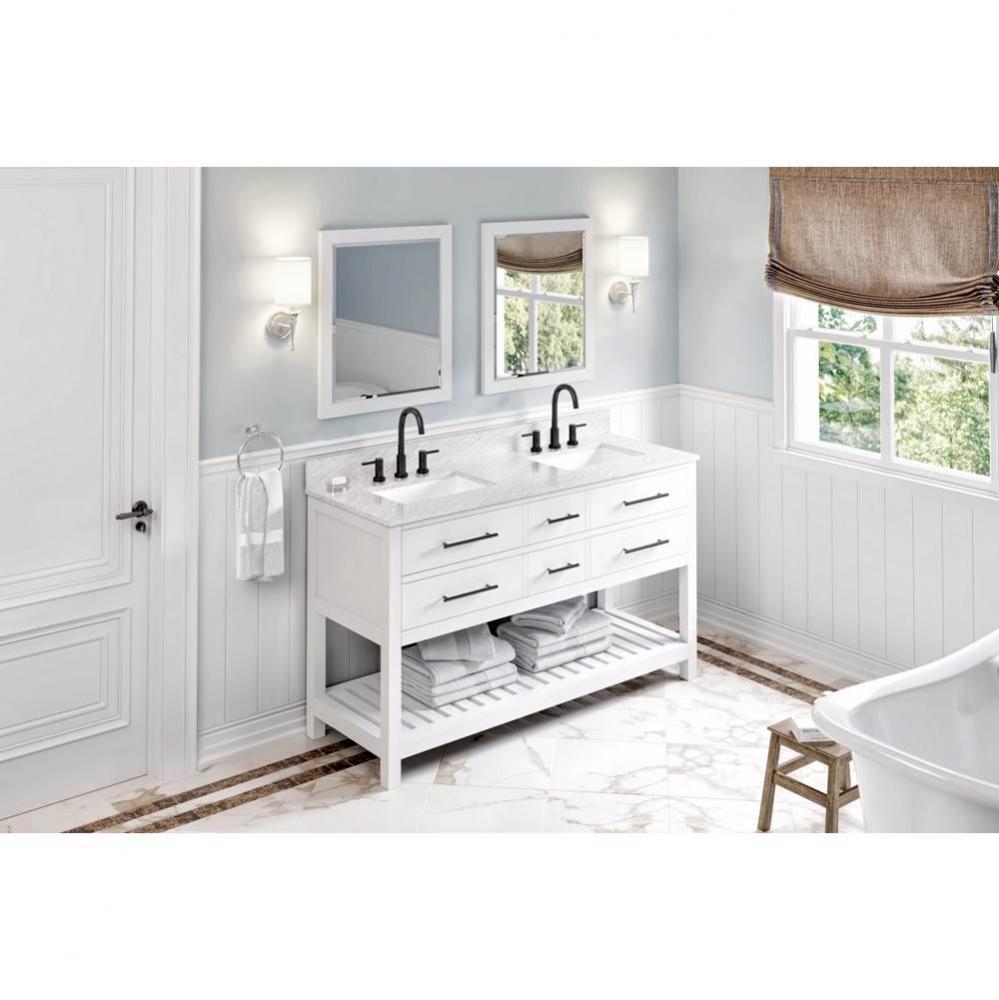 60'' White Wavecrest Vanity, double bowl