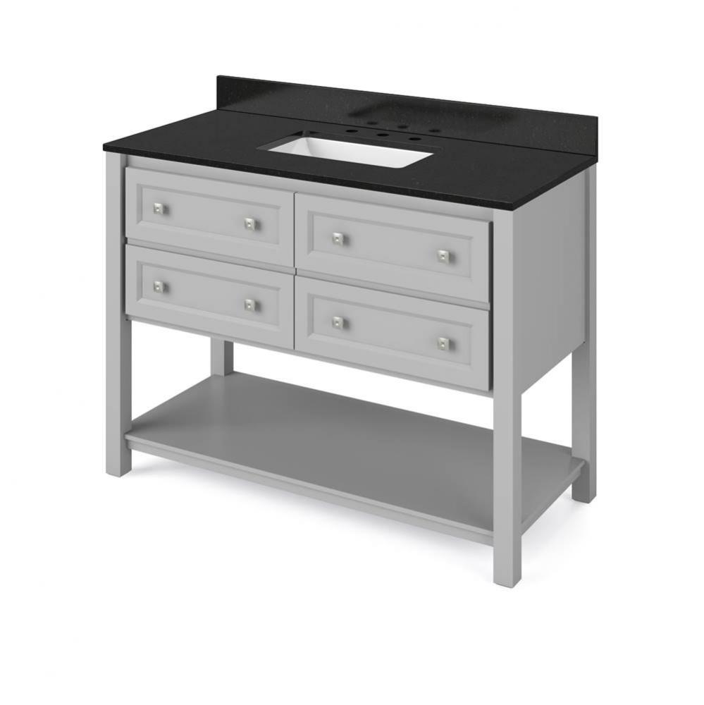 48'' Grey Adler Vanity, Black Granite Vanity Top, undermount rectangle bowl