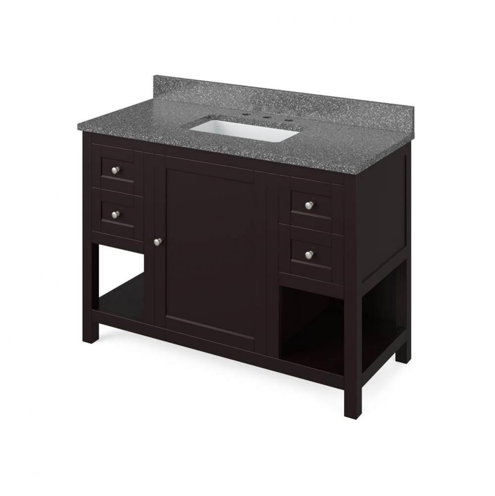 48'' Espresso Astoria Vanity, Boulder Cultured Marble Vanity Top, undermount rectangle b