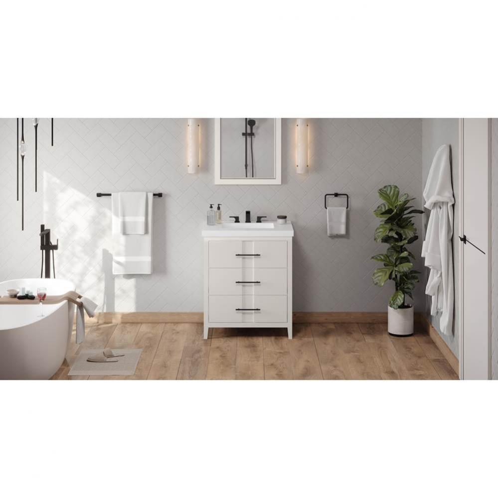 30'' White Katara Vanity, Lavante Cultured Marble Vessel Vanity Top, Integrated Rectangl