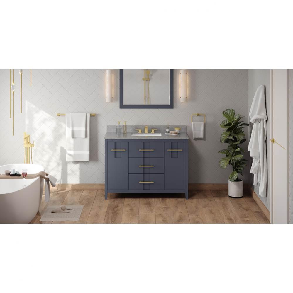 48'' Blue Steel Katara Vanity, Steel Grey Cultured Marble Vanity Top, Undermount Rectang