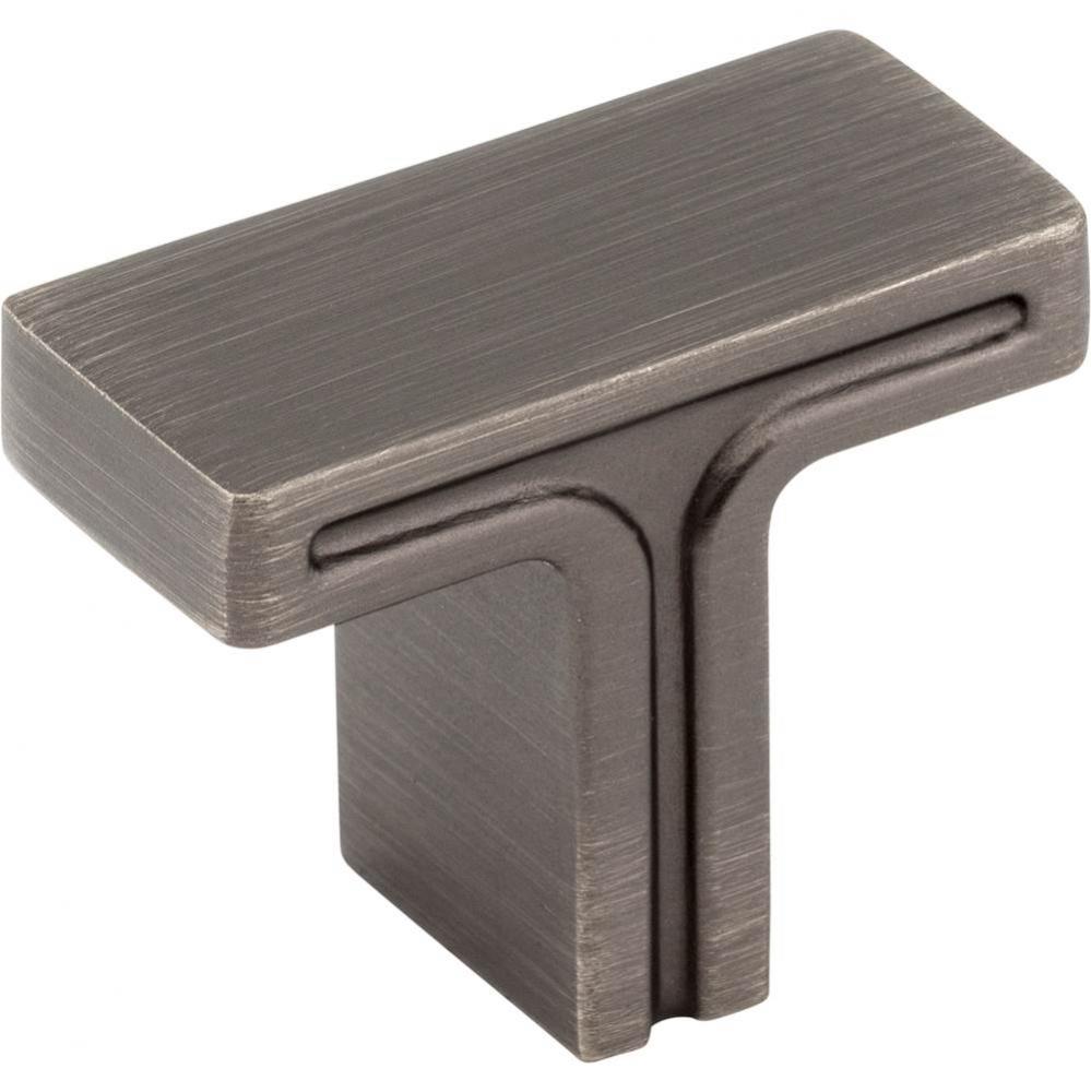 1-3/8'' Overall Length Brushed Pewter Rectangle Anwick Cabinet Knob