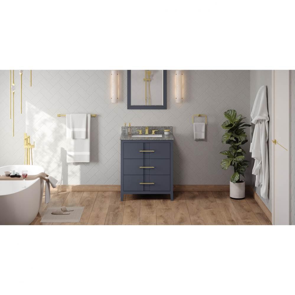 30'' Blue Steel Katara Vanity, Boulder Cultured Marble Vanity Top, Undermount Rectangle