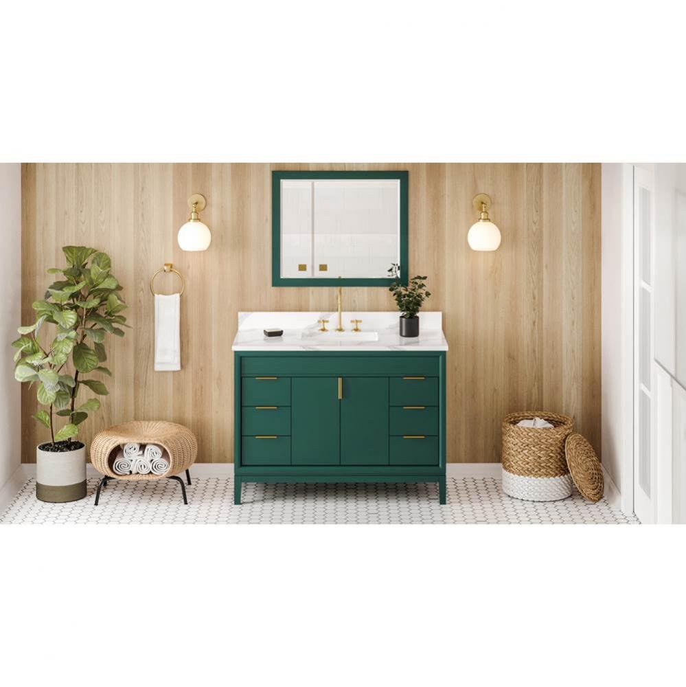 48'' Forest Green Theodora Vanity, Calacatta Vienna Quartz Vanity Top, Undermount Rectan