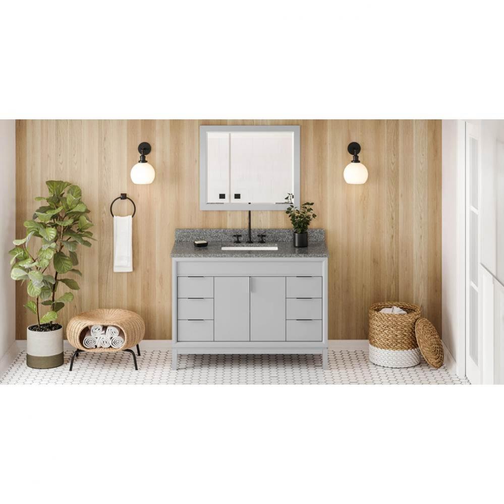 48'' Grey Theodora Vanity, Boulder Cultured Marble Vanity Top, Undermount Rectangle Bowl