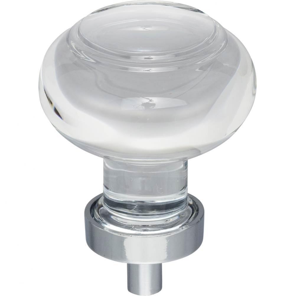 1-7/16'' Diameter Polished Chrome Button Glass Harlow Cabinet Knob