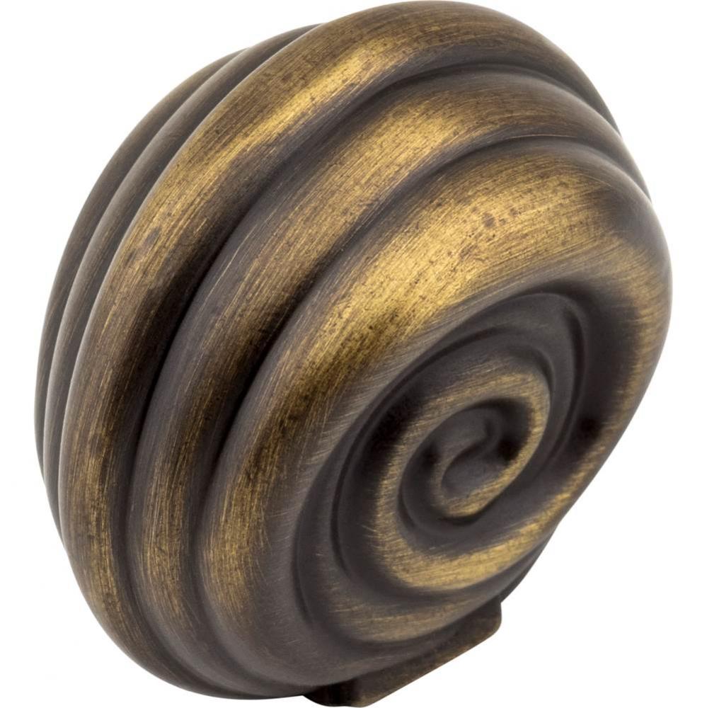 1-3/8'' Overall Length Antique Brushed Satin Brass Lille Cabinet Knob