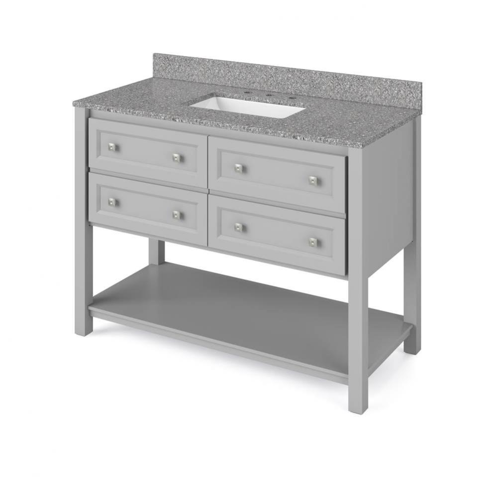 48'' Grey Adler Vanity, Boulder Cultured Marble Vanity Top, undermount rectangle bowl