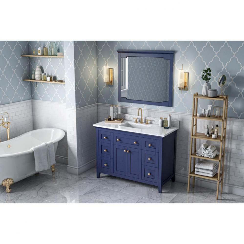 48'' Hale Blue Chatham Vanity, White Carrara Marble Vanity Top, undermount rectangle bow