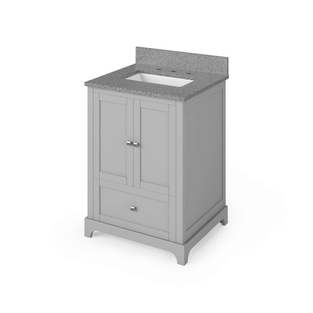 24'' Grey Addington Vanity, Steel Grey Cultured Marble Vanity Top, undermount rectangle