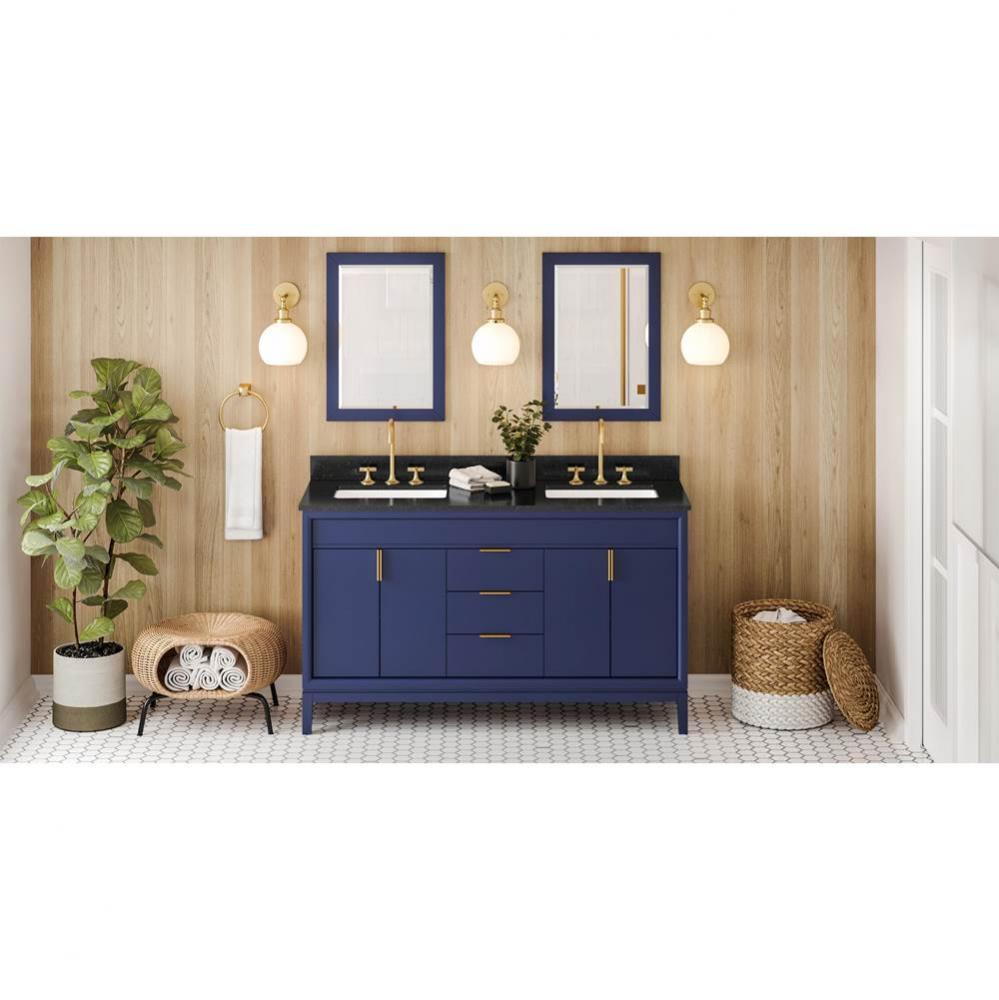 60'' Hale Blue Theodora Vanity, Double Bowl, Black Granite Vanity Top, Two Undermount Re