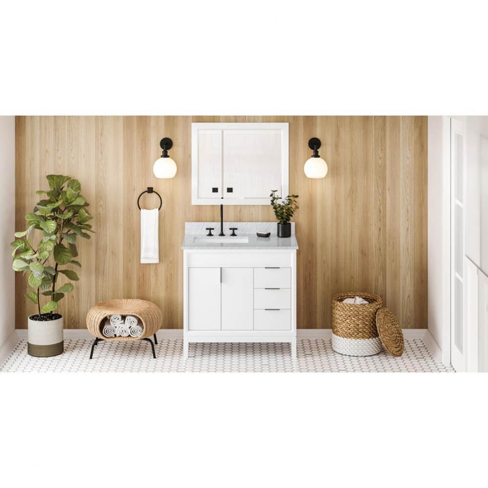 36'' White Theodora Vanity, left offset