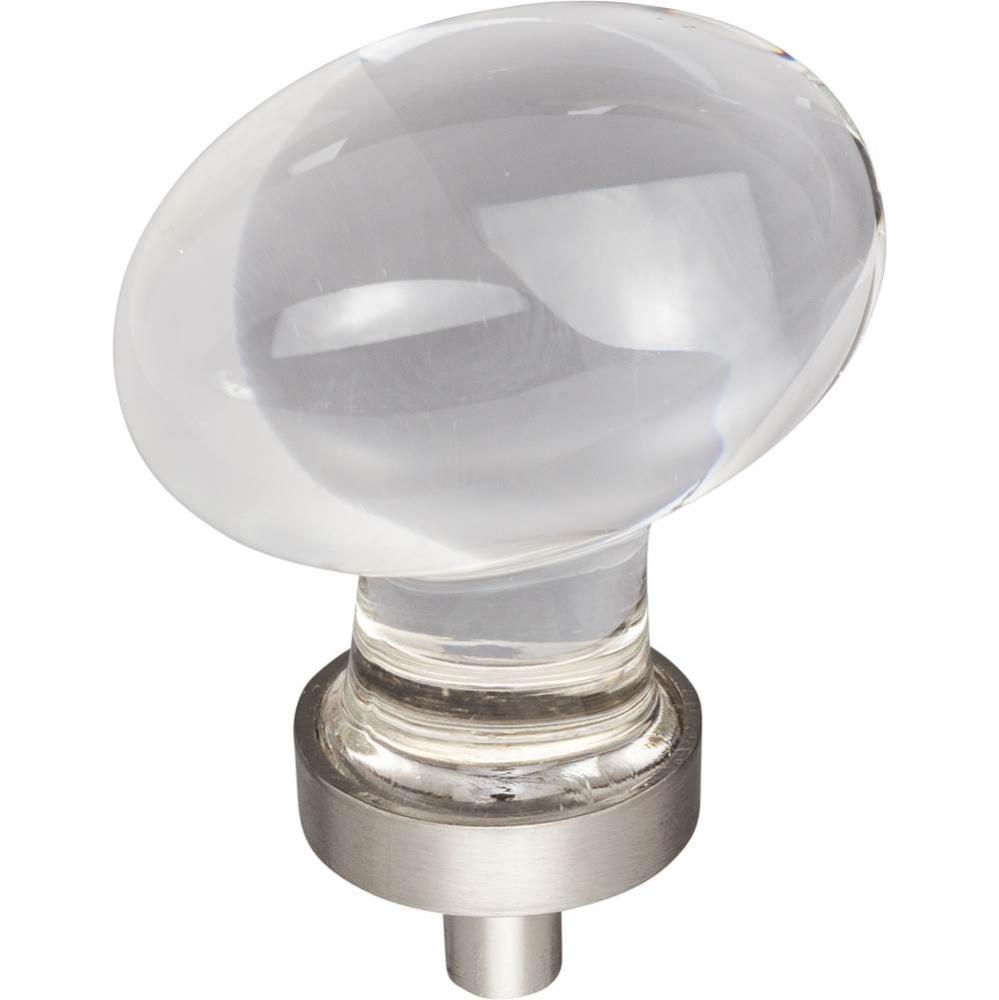 1-5/8'' Overall Length Satin Nickel Football Glass Harlow Cabinet Knob