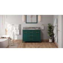 Jeffrey Alexander VKITKAT48GNBOR - 48'' Forest Green Katara Vanity, Boulder Cultured Marble Vanity Top, Undermount Rectangl